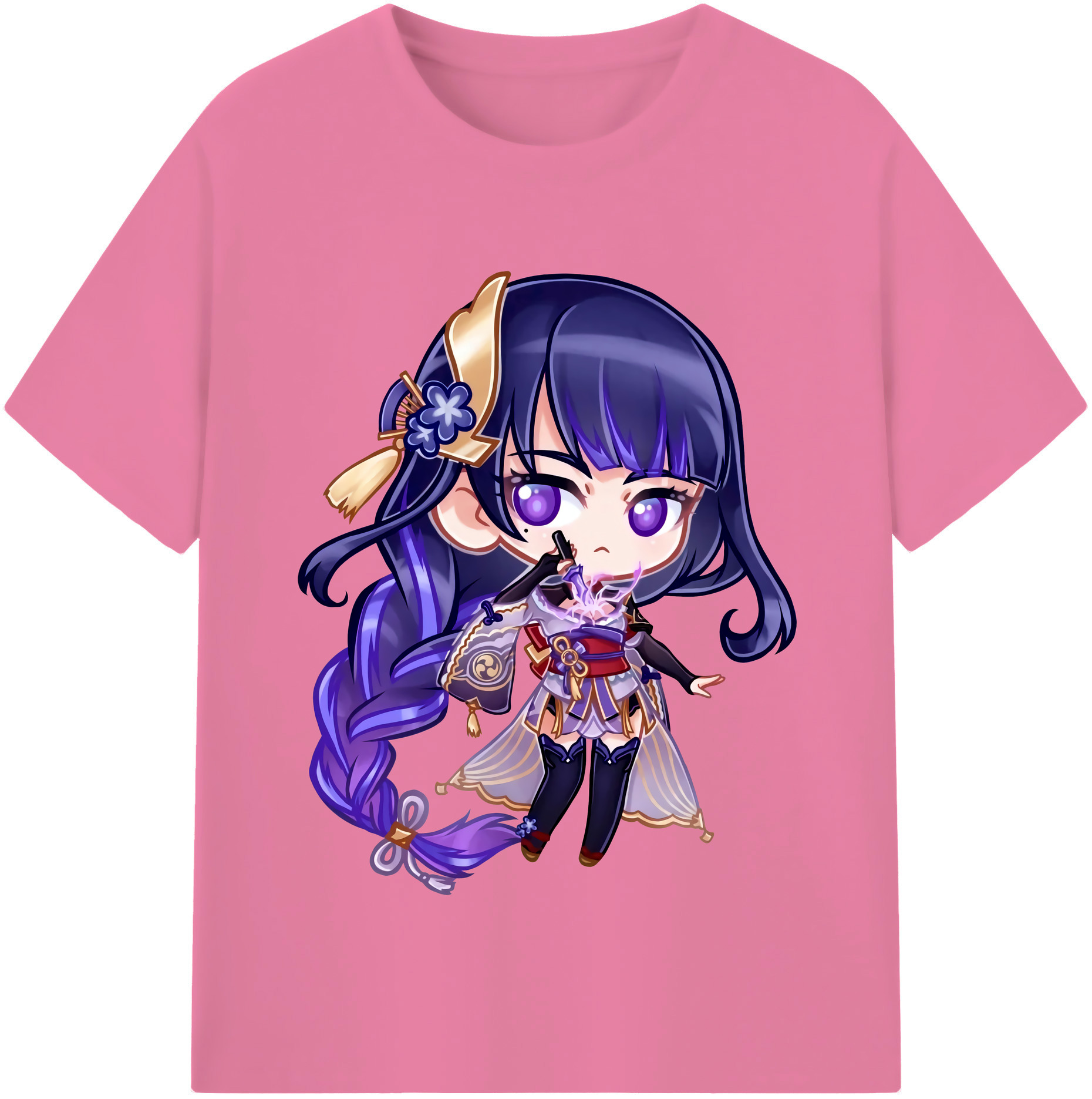げんし神 雷電将軍 らいでんしょうぐん genshin Raiden Shogun 綿100％半袖Tシャツ（フロントプリント）